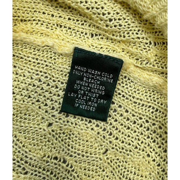 LRL Ralph Lauren citrus yellow linen sweater cable knit v-neck size Medium M - Picture 11 of 11